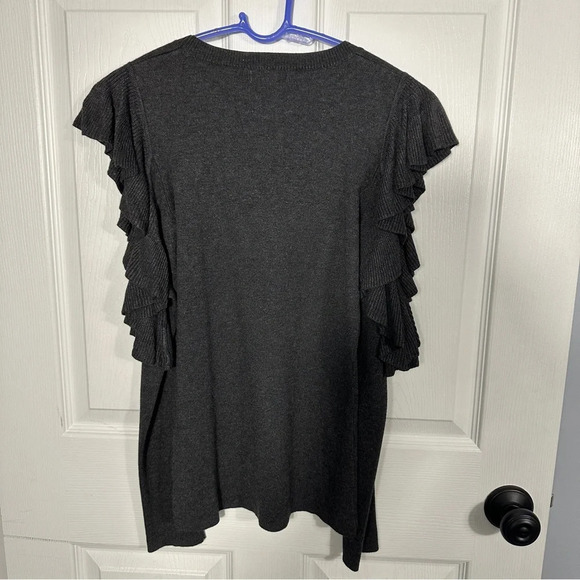 NEW with tags, Max Studio size XS gray sweater, ruffle sleeves, date night - Picture 5 of 7